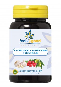 Knoflook + meidoorn + olijfolie puur 250 mg